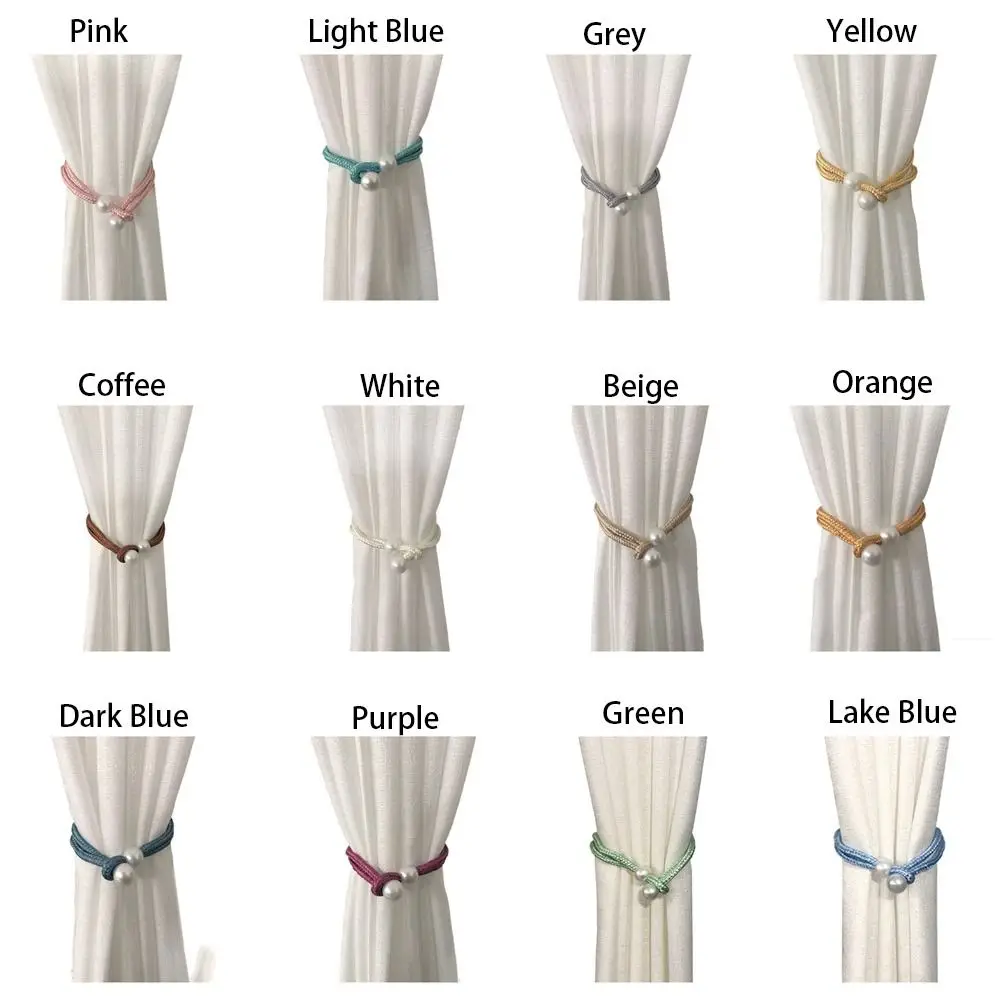 Small Pearl Pearl Curtain Clip With Strap Adjust Length Freely Curtain Holders Exquisite Installation-free Pearl Rope Home