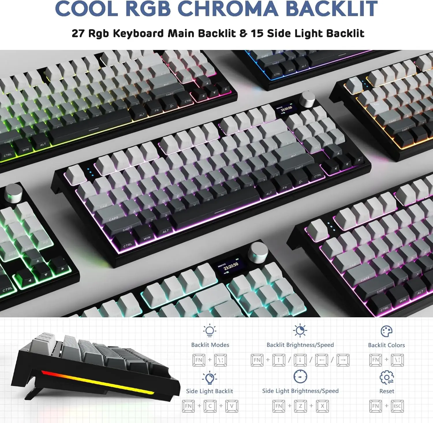 ATTACK SHARK K86 RGB 75% Wireless Gasket Mechanical Keyboard Hot Swappable Gaming Keyboard Side Print Keycaps,4000 MAH Battery