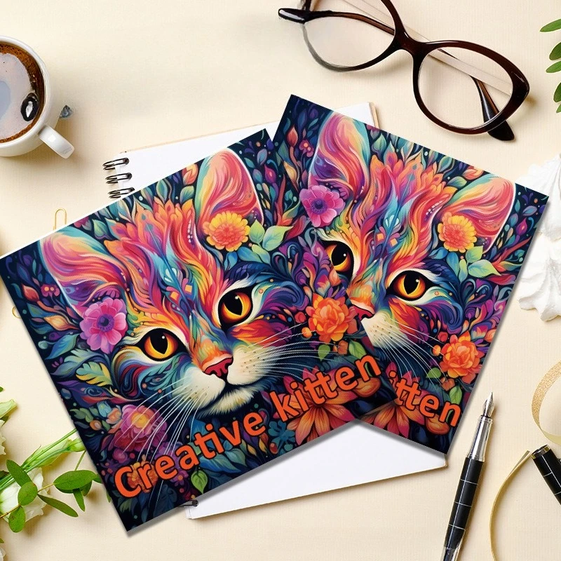 

2025 Cute Cat Art Book Coloring Doodling Painting Characters with Patterns Coloring and Color Book