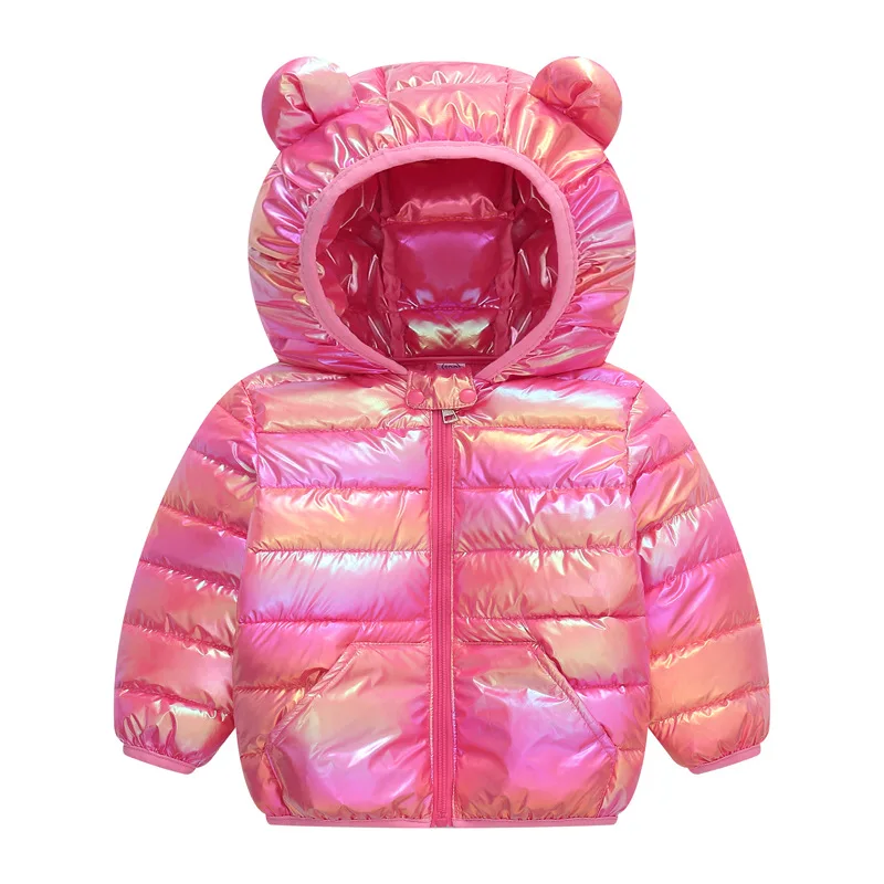 Glossy Fabric Antifouling Boys Girls Hooded Down Jackets Kids Winter Autumn Warm Outerwear Fashion Coat Children Casual Clothing