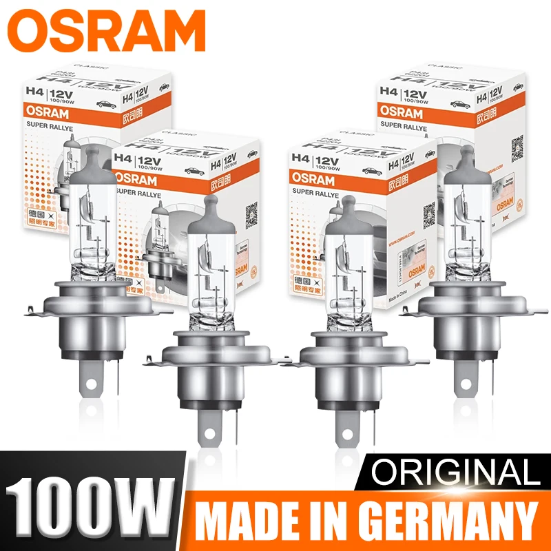 OSRAM H4 Car Halogen Headlight 9003 HB2 62204 Hi/lo Beam 1:1 Auto Bulb 3200K Standard White 100W High Power P43t Original Lamp