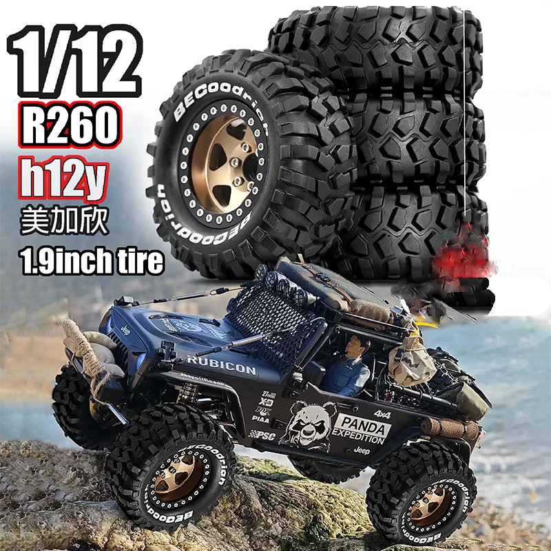 

4pcs 1.9" Rubber Tires Beadlock Wheels Rims for 1/10 RC Crawler Car Traxxas TRX4 Axial SCX10 90046 90047 MST HSP Redcat Gen8