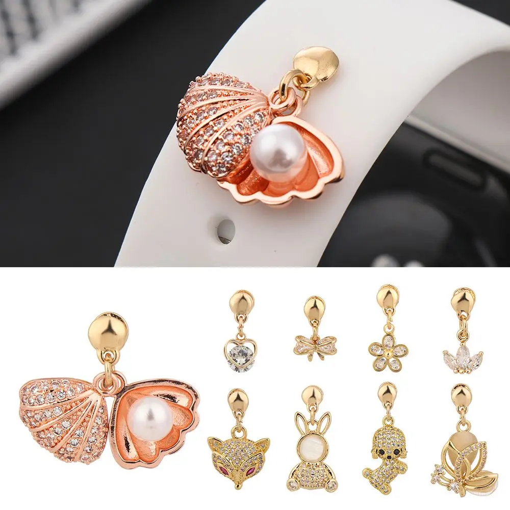 Fashion Metal Nails Personalized Diamond Accessories Silicone Strap Decorative For Apple Watch Pendant