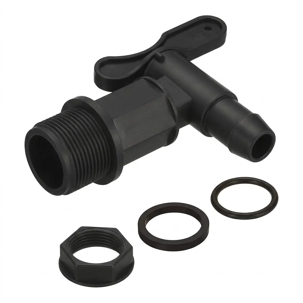 High Quality 3/4 Inch Drum Spigot Faucet Pail Taps with EPDM Gasket FDA Compliant Materials NPT Connection for Plastic Drums