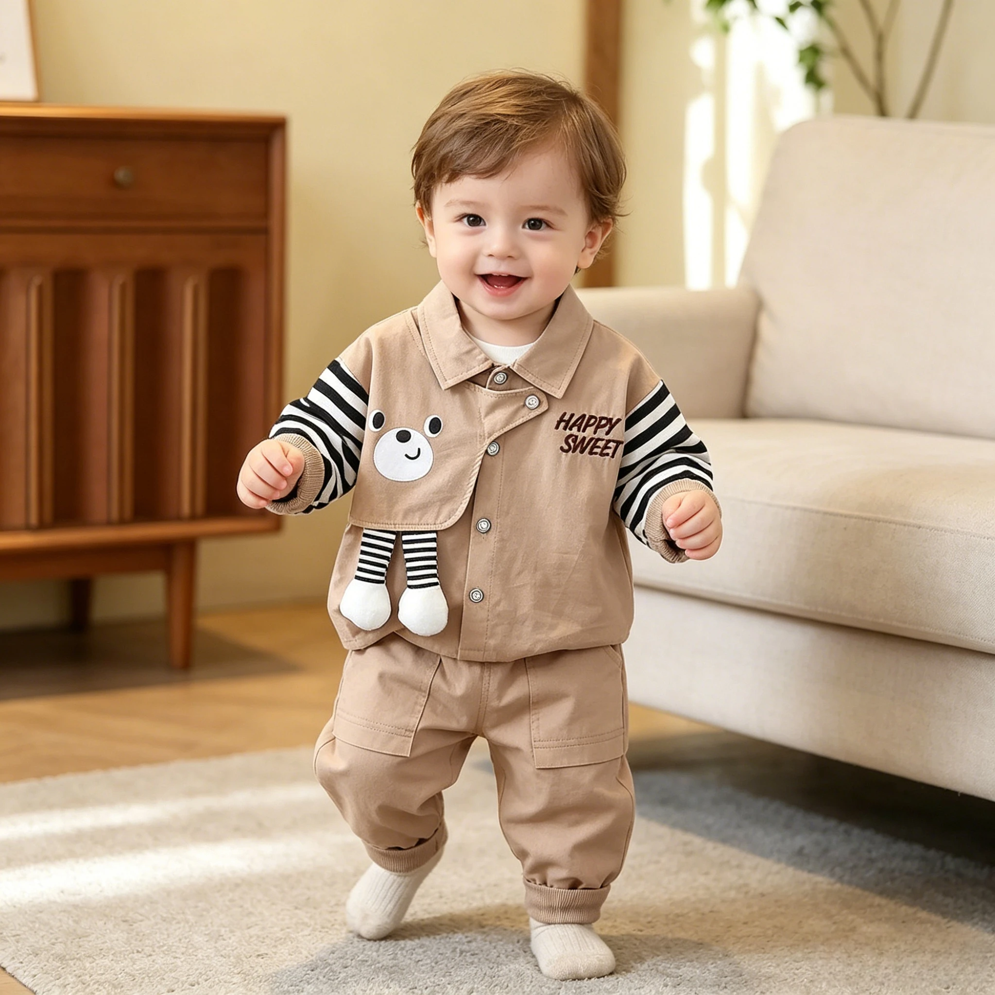 Boys Long Sleeve Shirt 2-Piece Outfit | Spring & Autumn