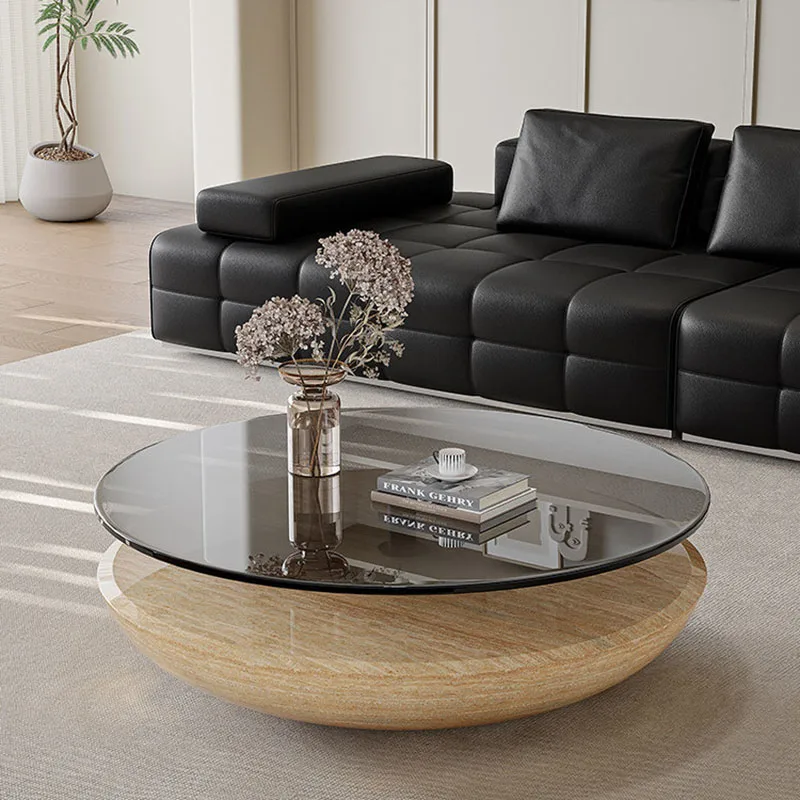Italian Minimalist Coffee Table Modern Designer Simple Clear Round Glass Side Table Unique Transparent Meubles Home Furniture