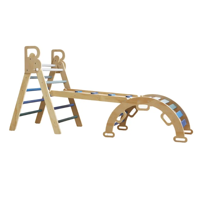 Indoor Climbing Frame Arch  Toy Climbing Slide Wooden  Triangle Set
