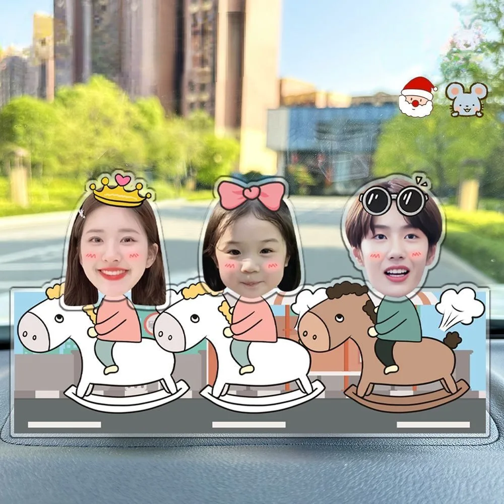 Picture Car Accessories Cute Cartoon Couples Shake Head Action Figurines Family Photo Custom Ornament Auto Interior Dashboard