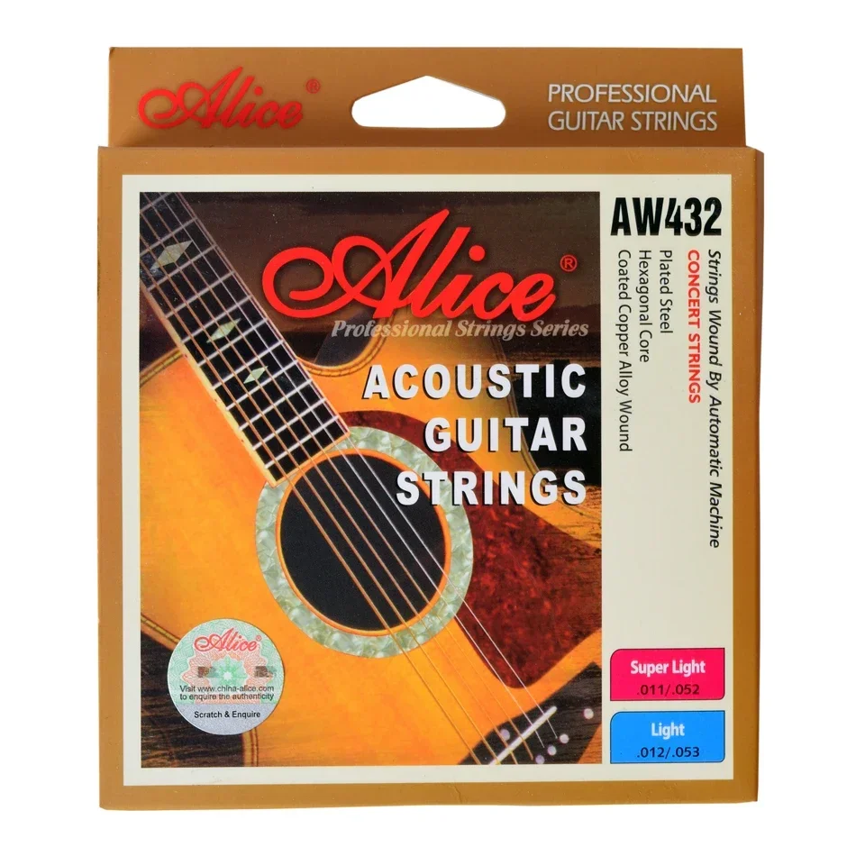 Alice AW432 1 Set Acoustic Guitar Strings 011-052, 012-053 Light,Super Light Copper Alloy Wound Anti-Rust Guitarra Parts