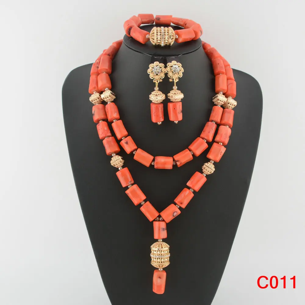 Fantastic Nigerian Wedding Coral Beads Jewelry Set Original Coral Bead Necklace Set Traditional Wedding African Jewelry