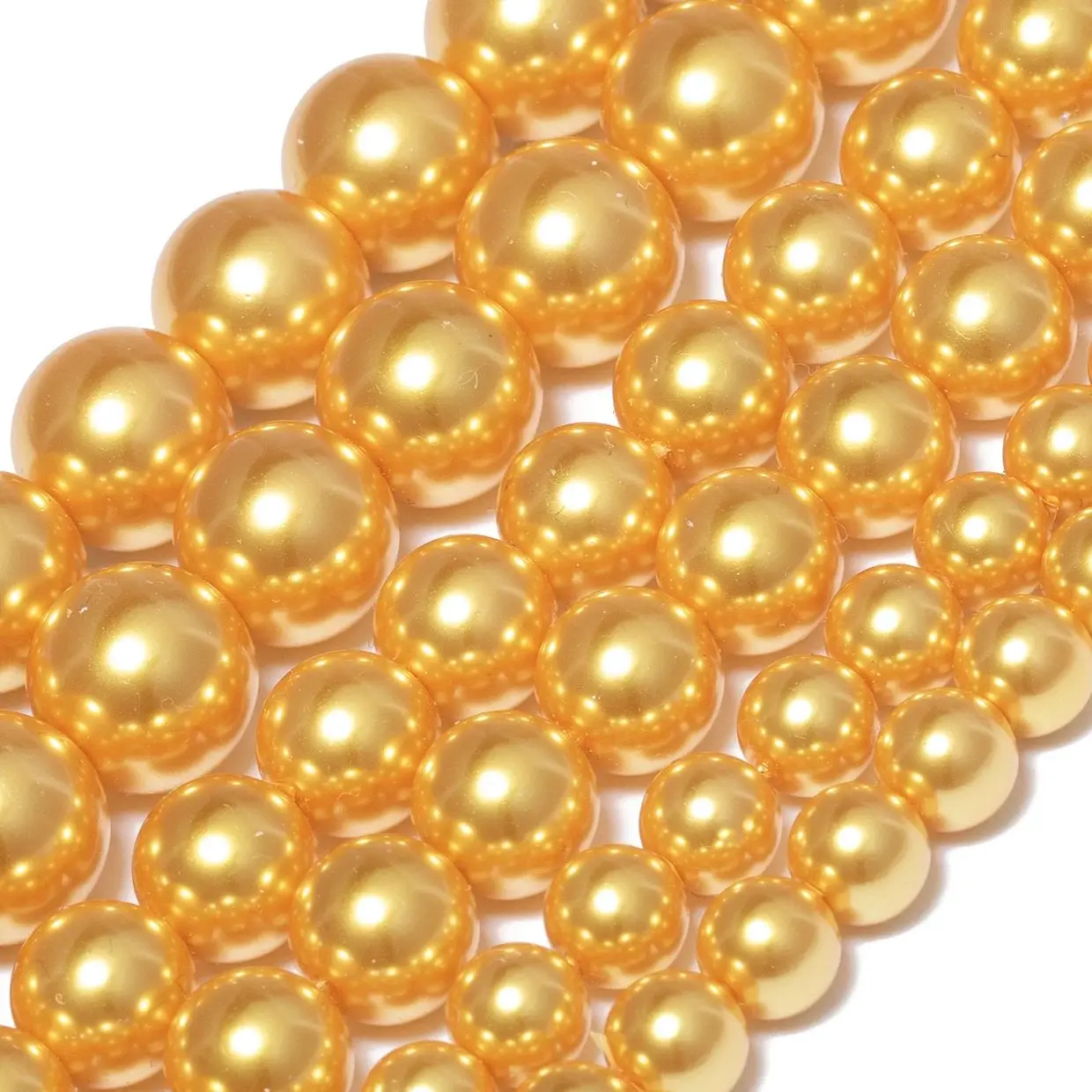 

6 8 10mm Natural Golden Shell Beads Imitation Pearl Round Loose Spacer Beads for Jewelry Making Diy Women Elegant Accessories