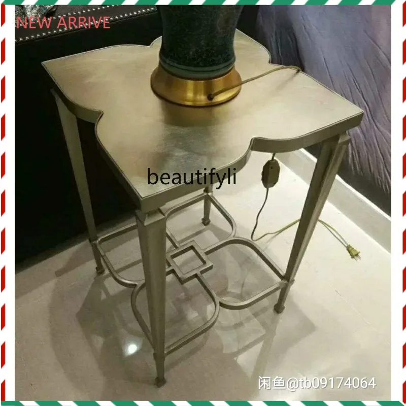 

V132 Sofa side table small coffee table bedroom bedside table shelf American light luxury square