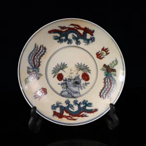Китайская тарелка chenghua doucai с ручной росписью «Дракон и Феникс»/тарелка для курицы