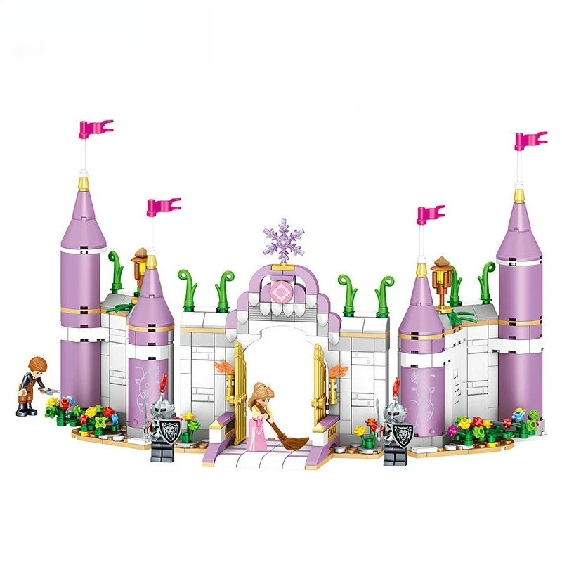 Bloques de Construcción de Castillo de la Serie Princesa, Ladrillos Mágicos de Castillo de Hielo Compatibles con Figuras de Elsa y Bella, Juguetes para Niñas y Amigas