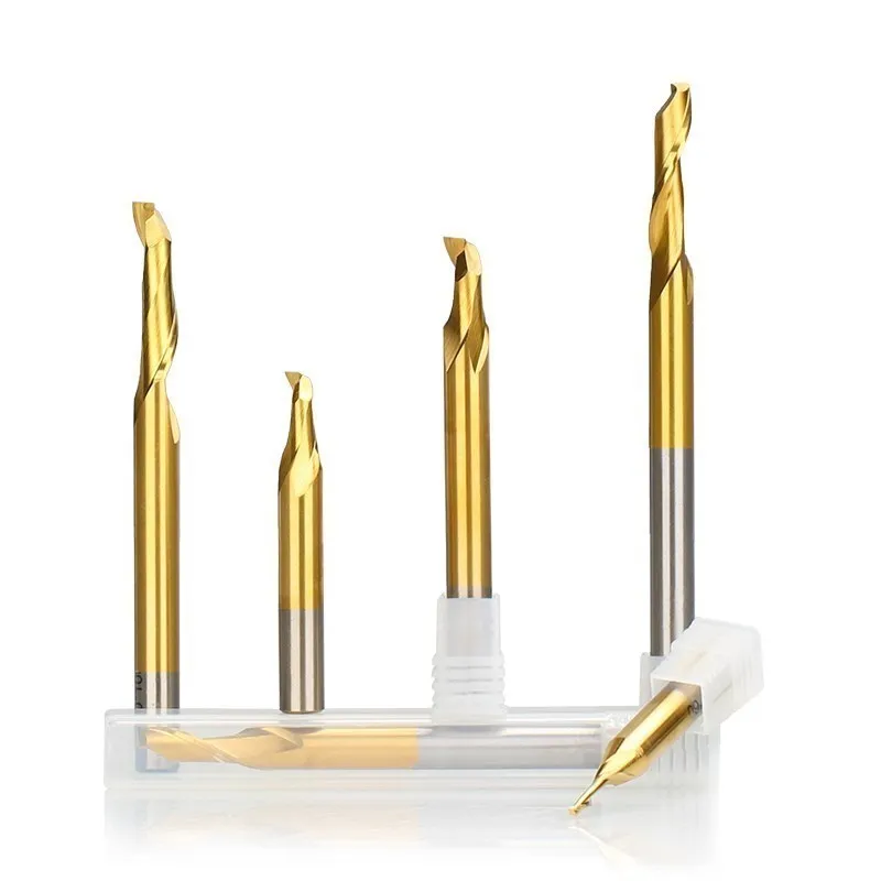 XCAN aluminium spiralny frez trzpieniowy 8mm Shank HSS frez pojedynczy flet CNC frez TiN powlekany frez trzpieniowy do cięcie drewna