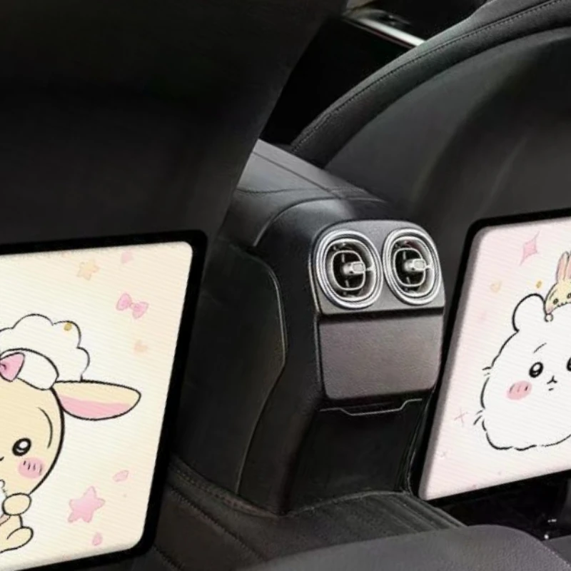 Cartoon Kawaii Crystal Fleece Kick Plate Rear Seat Backrest Car Dustproof Protective Pad Anti-fouling Stain-resistant Chiikawa