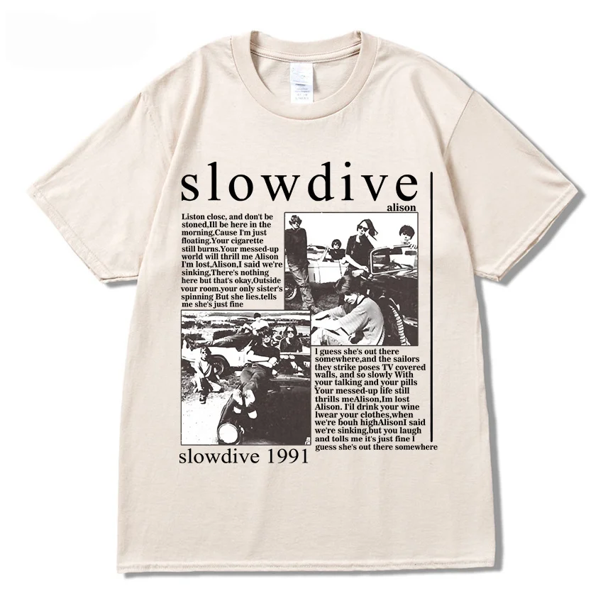 Slowdive Alison 1991 Vintage T-shirt Tour 90s Classic Cotton Men T shirt New TEE TSHIRT Harajuku Tops Unisex