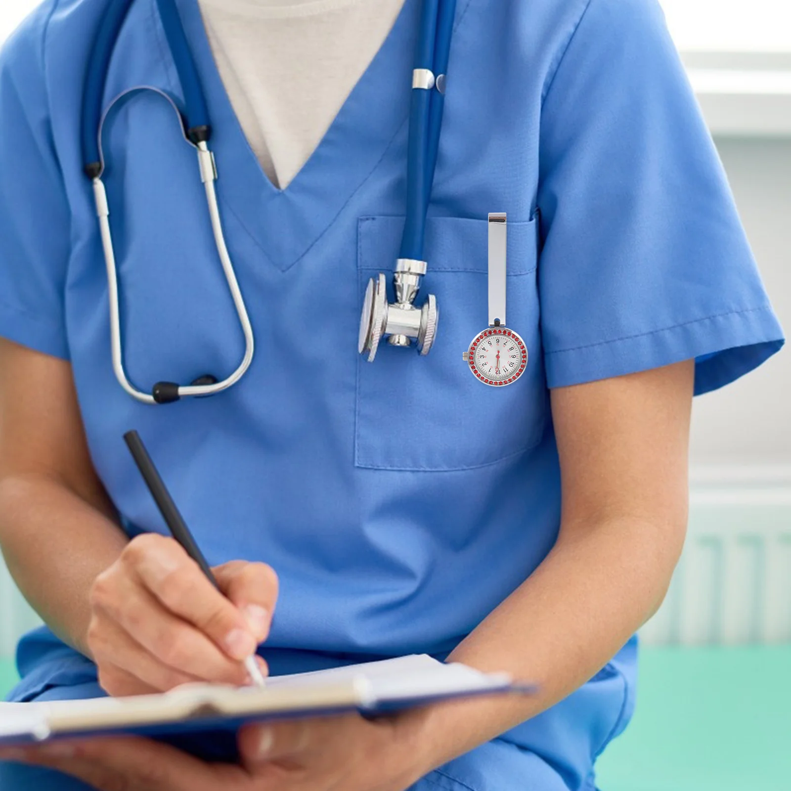 Nurse Doctor Luminous Pocket Watch Durable Zinc Alloy Portable Lightweight Chest Pendant Clip-on Hanging Watch