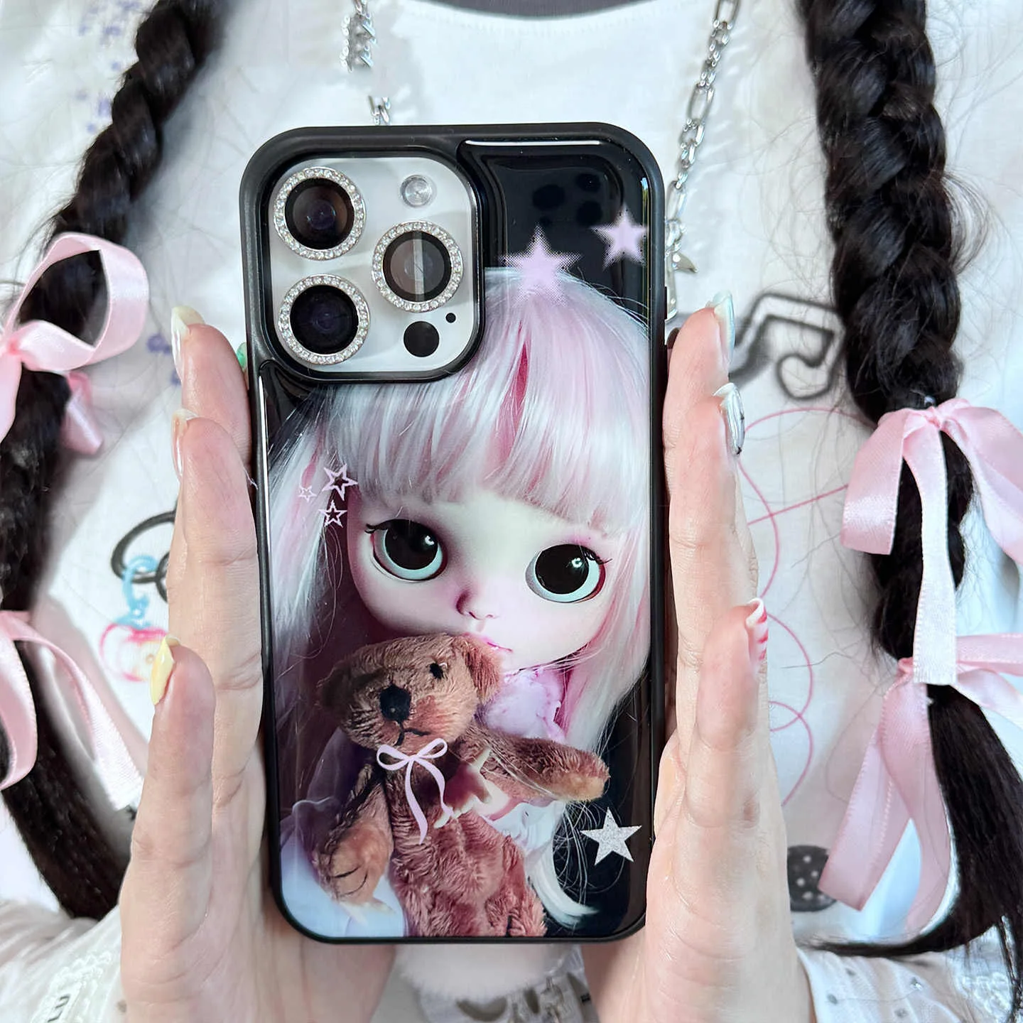 Doll Dark Baby Phone Case For Samsung Galaxy A56 A36 A26 S26 S25 S24 S23 S20FE Ultra Plus 4G 5G Luxury Double-layer Back Cover