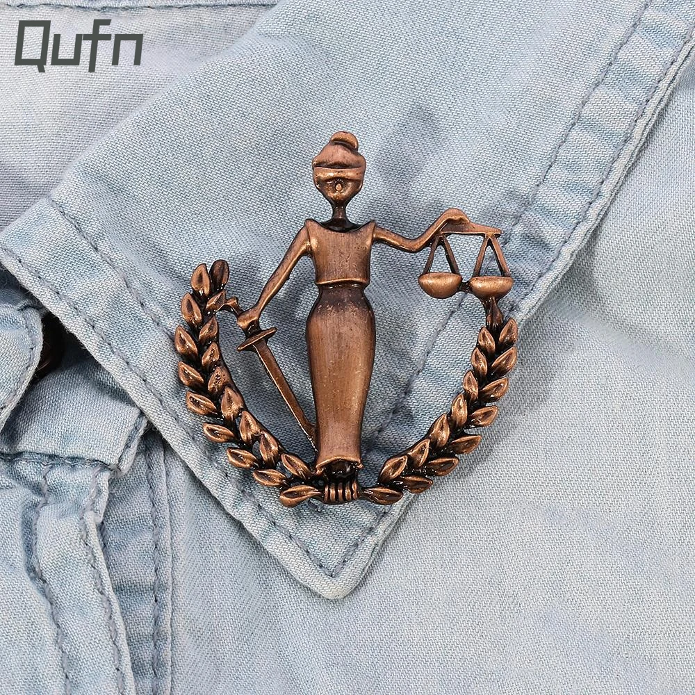 Women Brooch Pins Alloy Legal lawyer Badge Collar Clip HIjab Pins Suit Coat Wheat Ears figure Brooches Vintage Jewelry Peace