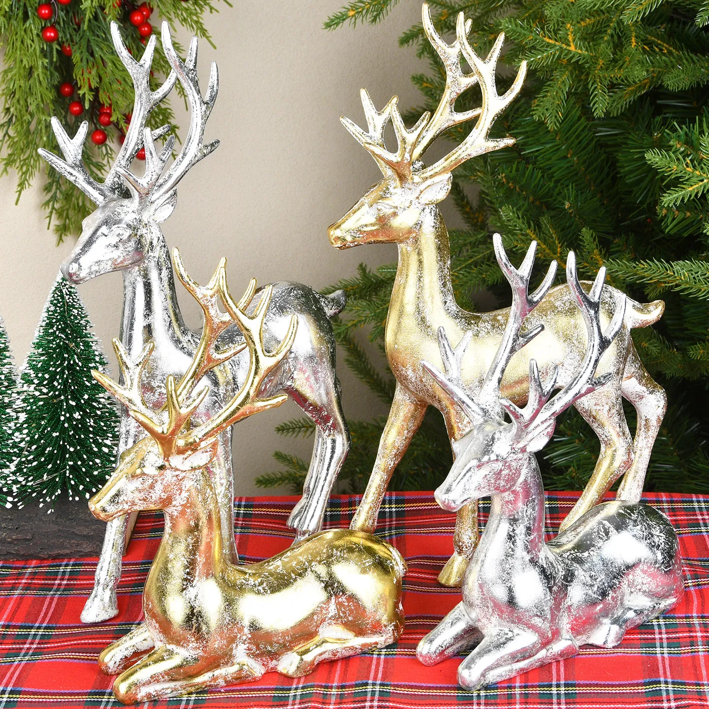 Christmas new gold and silver, old elk decoration ornament Christmas decoration living room room decoration