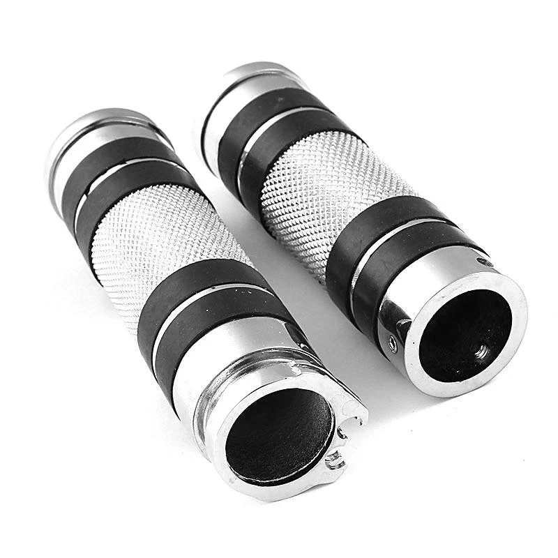 1inch Silver Chrome Aluminum Motorcycle Hand Grips for Honda Yamaha Suzuki Kawasaki Harley with 1