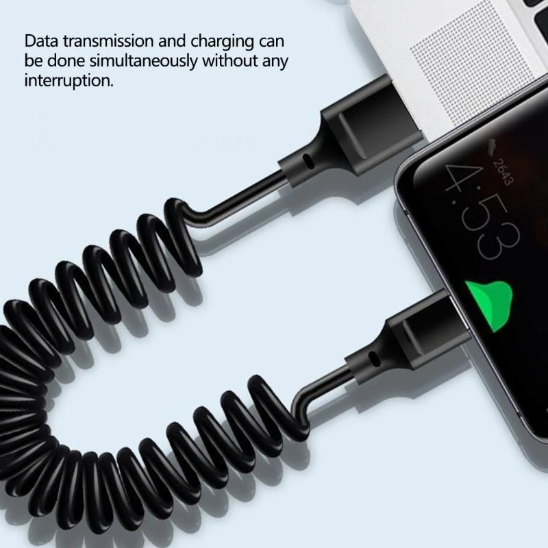 Fast speed 6A Chargers Cord 120W Spring Coil Technology Two USB C Connectors