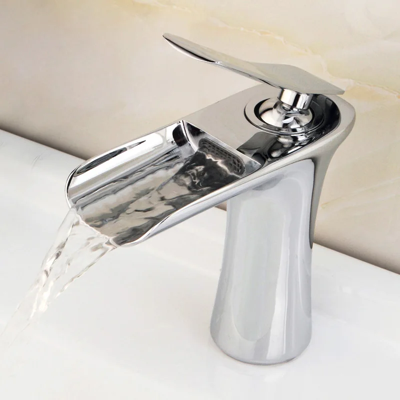 BAKALA Waterfall Sink Faucet Chrome Single Handle Single Hole Mixer Bathroom Taps Widespread Basin Faucets LT-511A