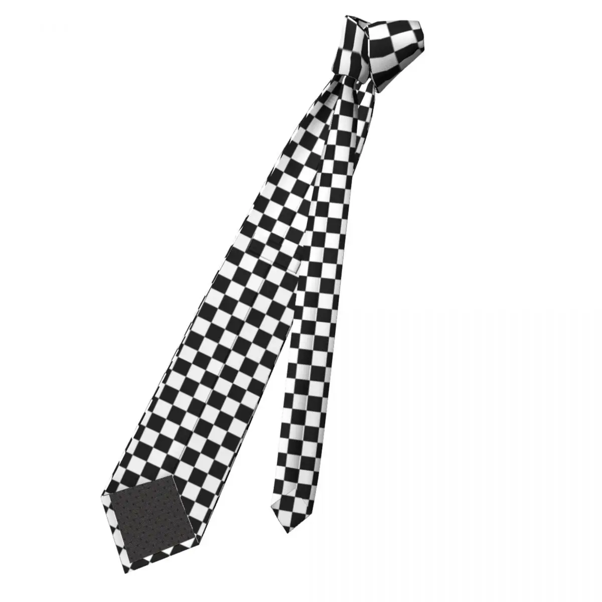 Corbatas de patrón de tablero de ajedrez blanco y negro personalizadas para hombres, corbata de tartán geométrica de seda Formal para oficina