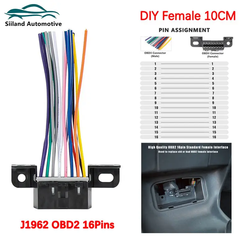 

Универсальный 16-контактный разъем OBD2 10 см «мама-папа» «сделай сам» для GM для Cadillac, разъем адаптера, кабель порта приборной панели