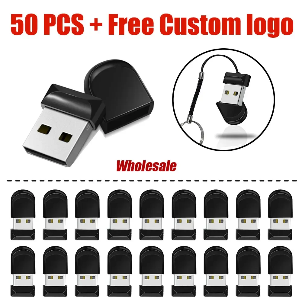 50 UNIDS / LOTE USB Flash Drive 4GB 8GB Super Mini Pen Drive 64GB Memory Stick de capacidad real 32GB Pendrive impermeable 16GB de alta velocidad