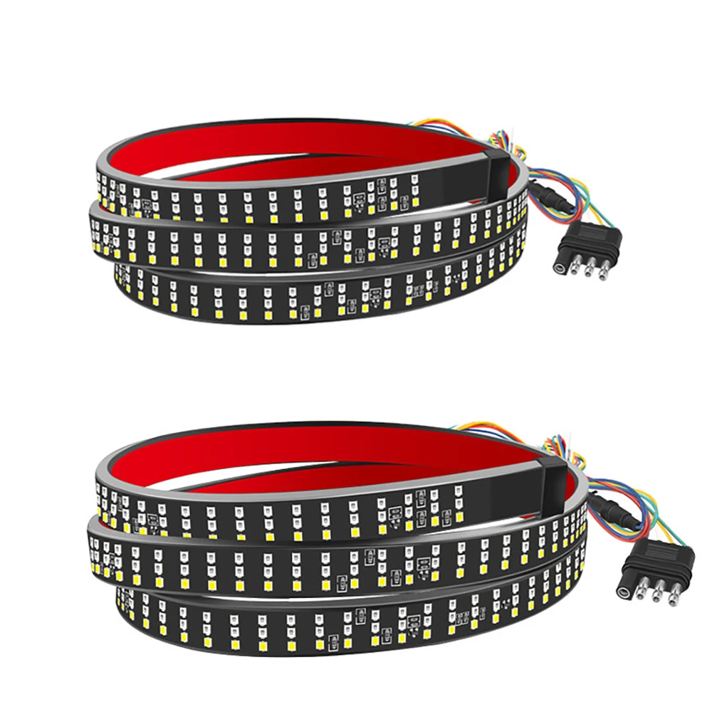 

New 12V Triple Row Truck Tailgate Light Bar Red and White and Yellow Light Turn Signal Brake Warning Reverse Lamp Running Light