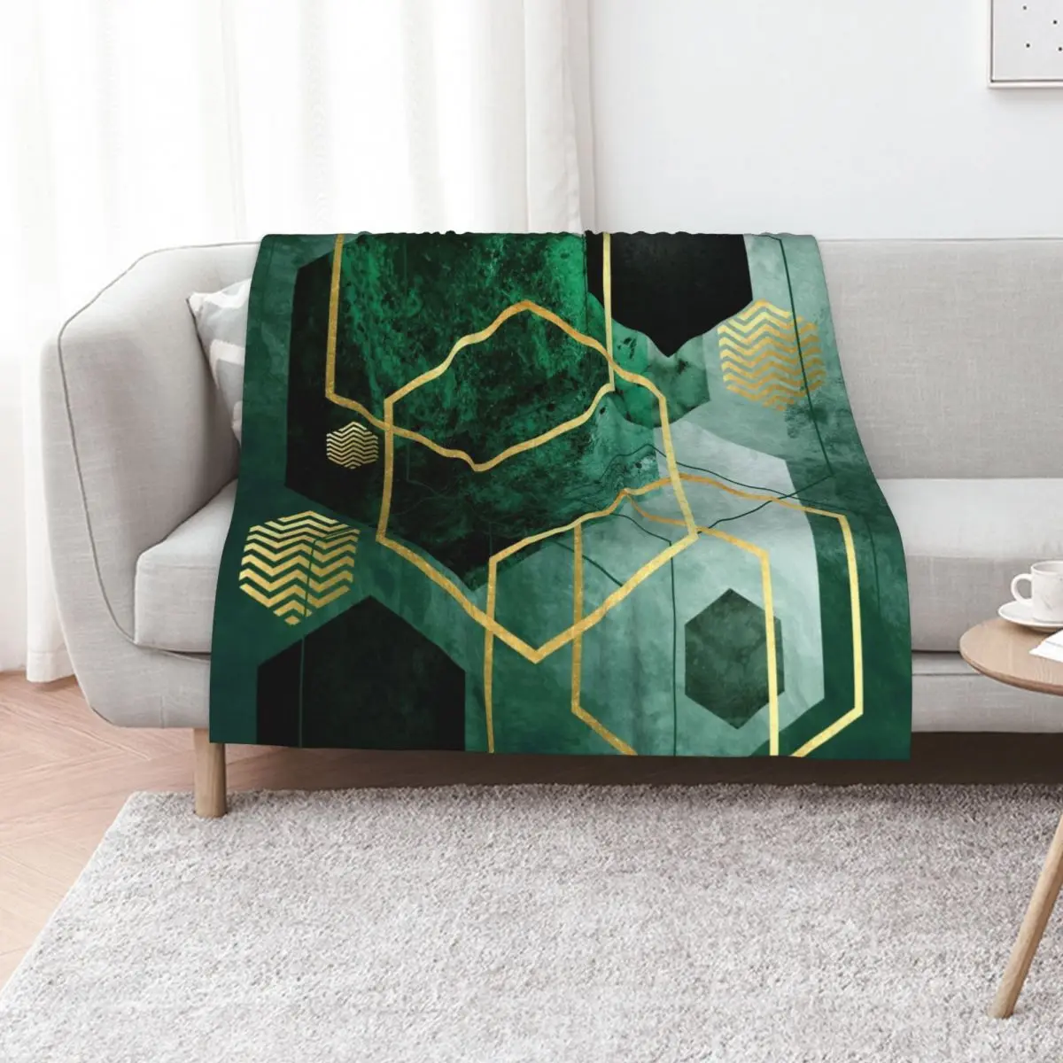 Emerald Green Geo Throw Blanket Decorative Sofas Plush Luxury Designers Picnic Thin Blankets