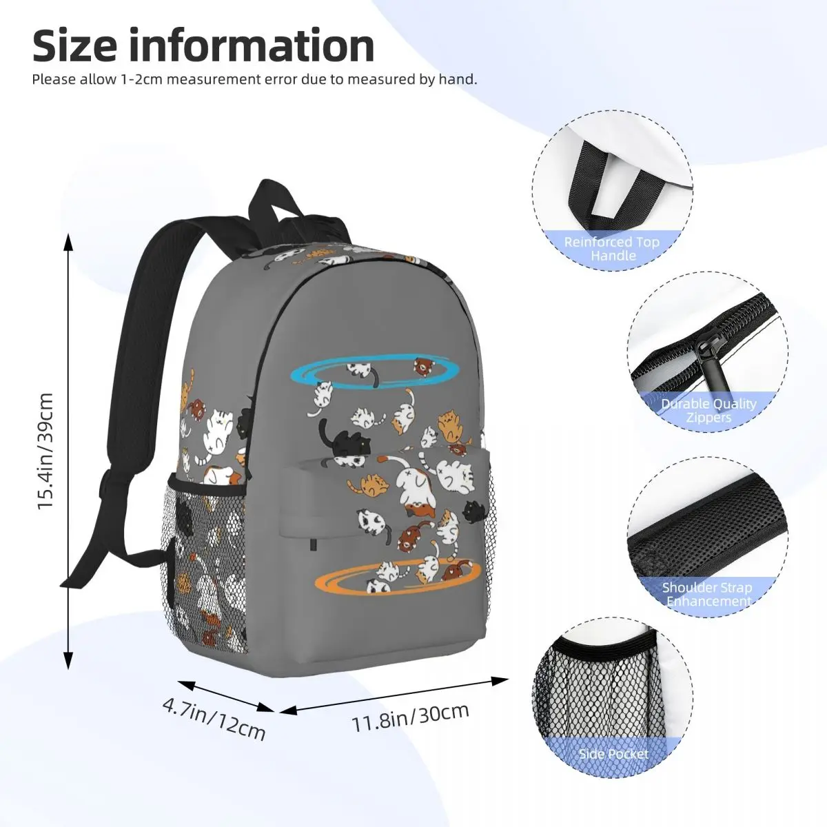 Neko Portals Neko Atsume Cats Backpacks Teenager Bookbag Fashion Students School Bags Travel Rucksack Shoulder Bag