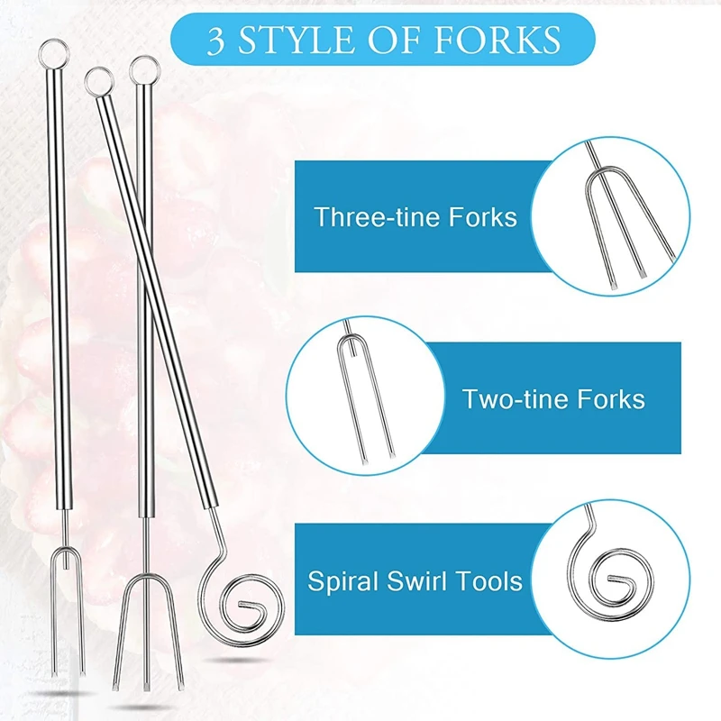 6 Pcs Chocolate Dipping Fork Set 8.3 Inch Stainless Steel Fondue Forks DIY Candy Melts Baking Supplies Decorating Tool