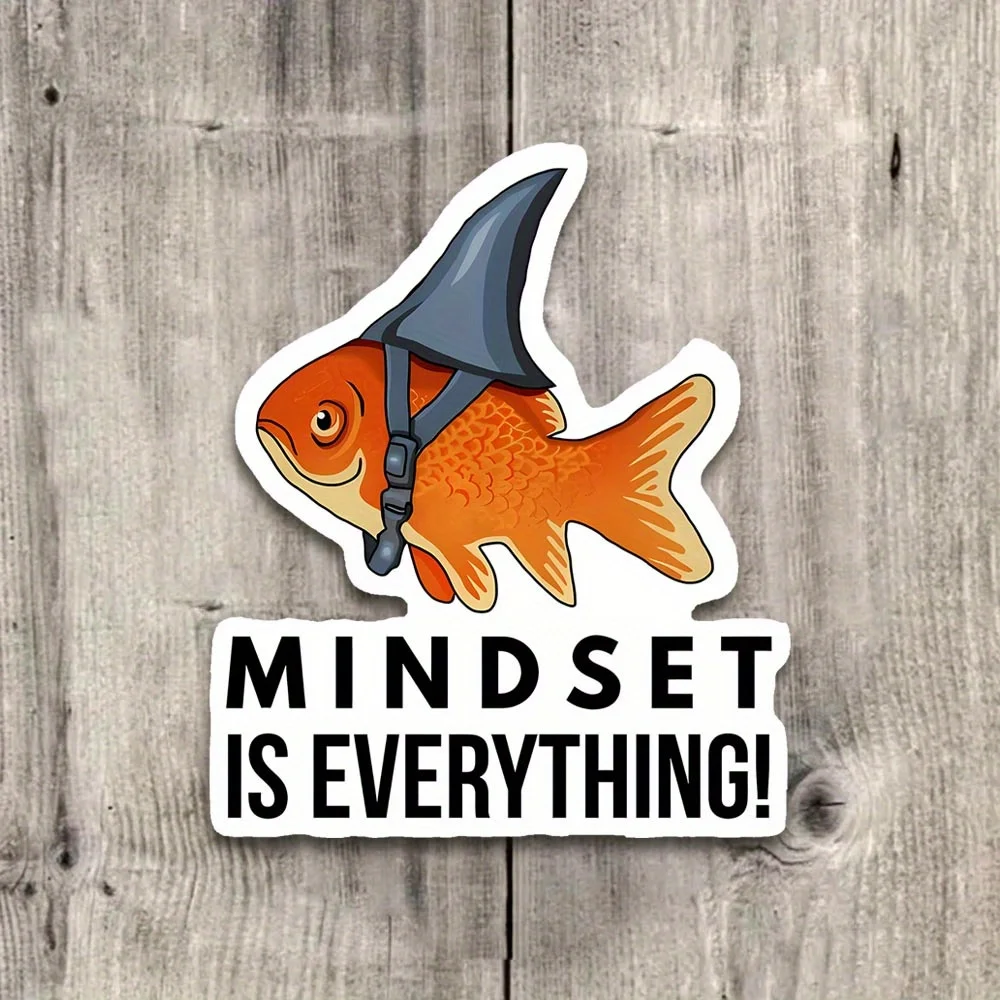 

Mindset is everything "Shark Sticker Vinyl Decal - Inspirational Shark Slogan for iPad, Laptop, Water Bottle - Glossy Surface