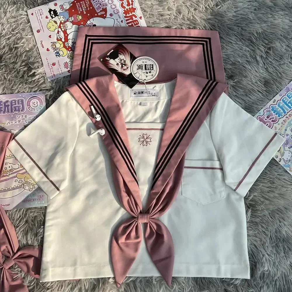 Uniformi scolastiche cosplay per ragazze in rosa e nero Stile JK Abito da marinaio a maniche lunghe e corte Stile college giapponese Sweet Anime