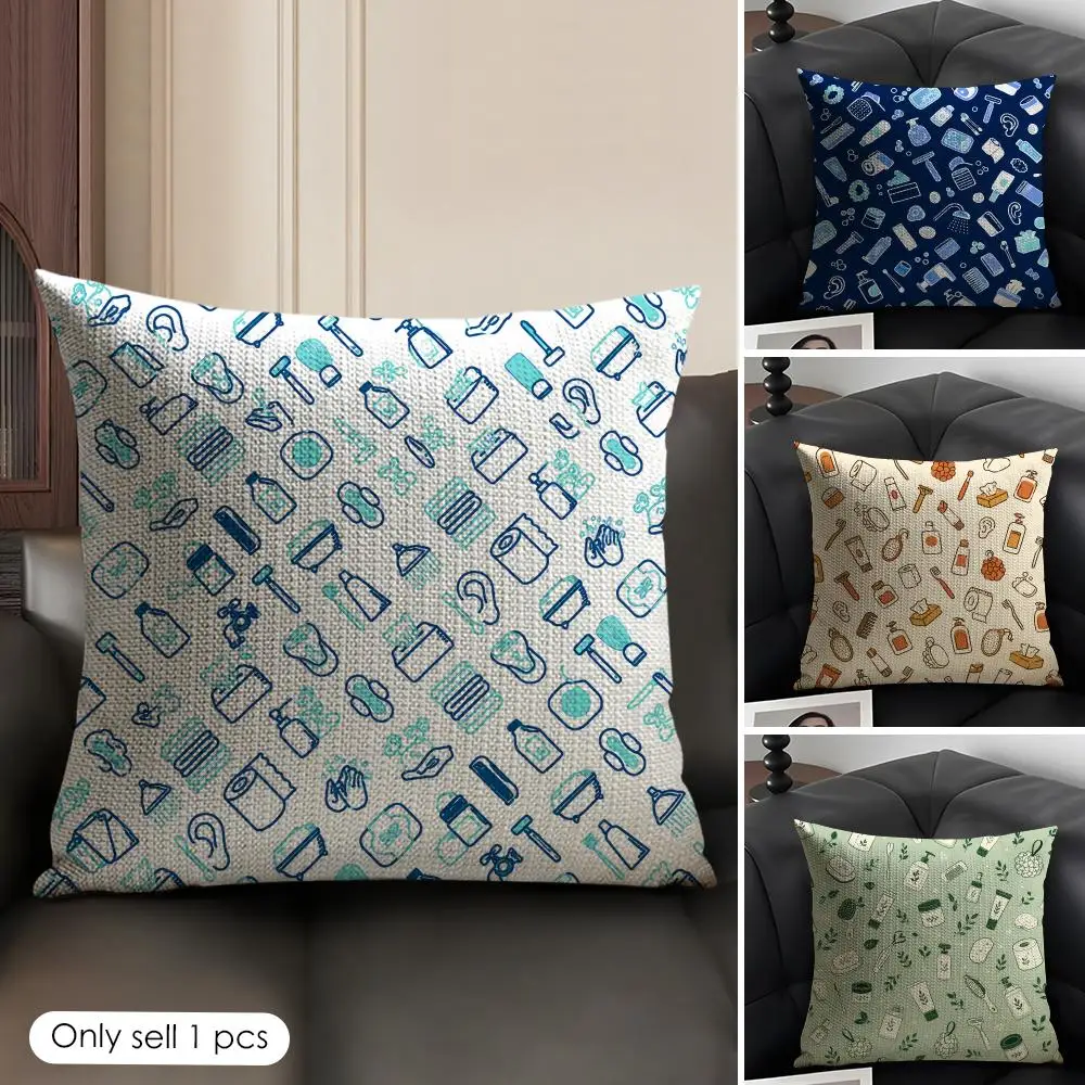 Line Baby Accessories Seamless Cushion Cover Linen Organic Fabric Double-Sided Printing Sofa Breathable Home Decor Pillow Case