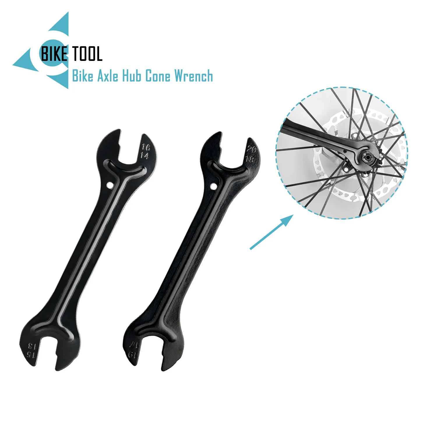 Portable Bike Hub Cone Open‑End Wrench, 13‑15/14‑16mm 17‑19/18‑20mm Axle Spanner Repair Tool for MTB Bicycle Maintenance