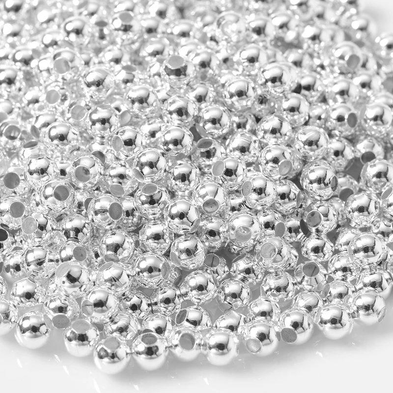 20-1000Pcs 2/3/4/6/8/10/12Mm Gold Plated Metal Ccb Round Ball Seed Spacer Loose Beads for Jewelry Making Bracelet Accessories