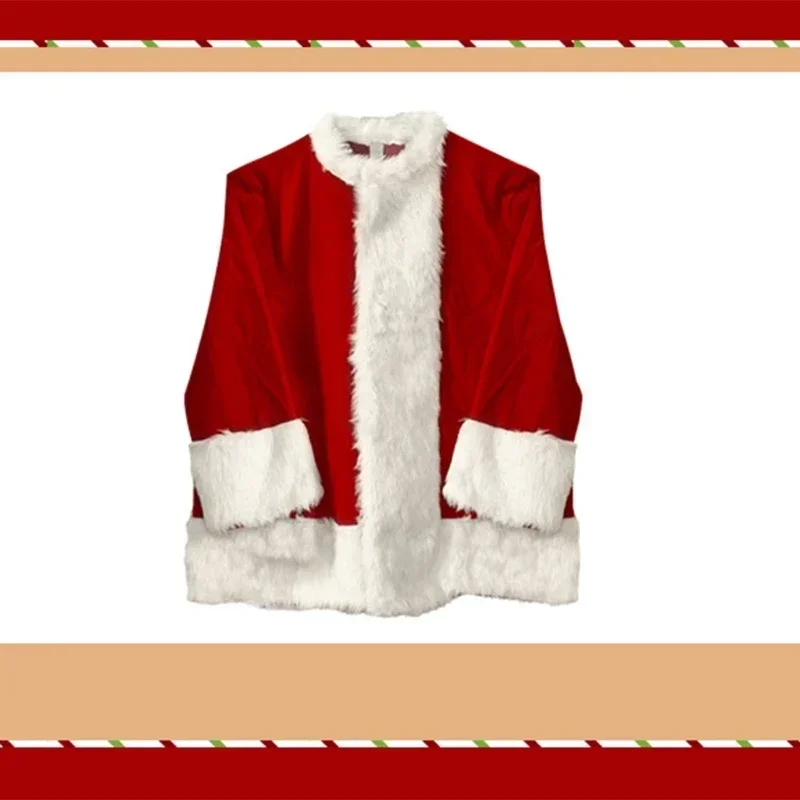 ملابس تنكرية قطيفة ذهبية من سانتا كلوز ، أزياء حفلة الكريسماس ، ملابس العام الجديد ، فاخرة ، كلاسيكية