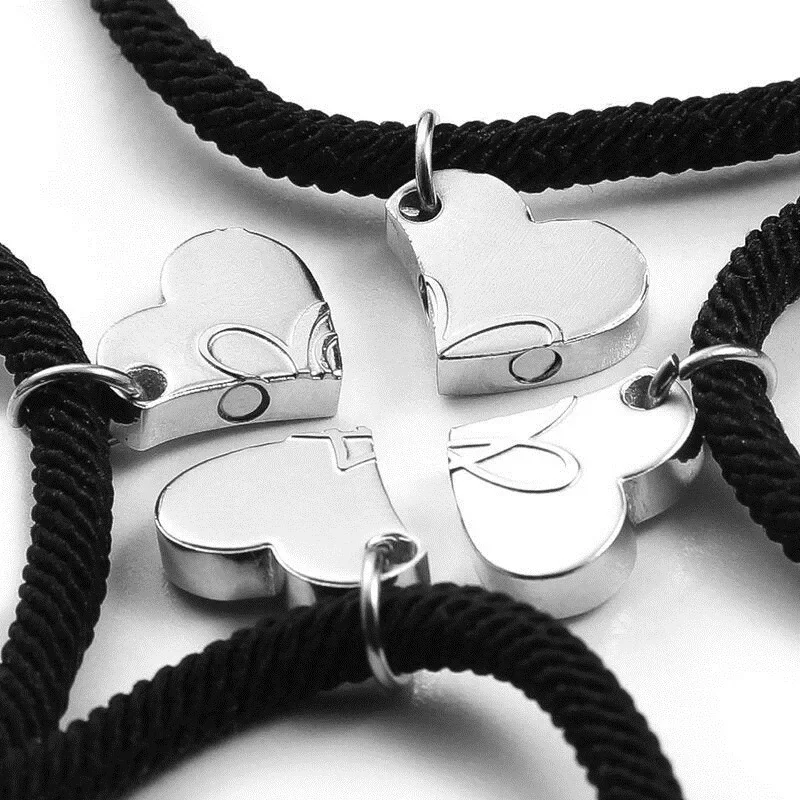 4PCS/Set Fashion Best Friend Forever Clover Magnetic Bracelet for Women Girl BFF Friendship Rope Bracelet Lucky Jewelry Gift