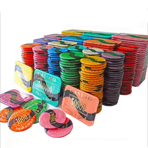 10 Pieces Multi-size Acrylic Stamping Casinos Chips Texas Hold'em Baccarat Blackjack Entertainment Crystal Gambling Games Tokens