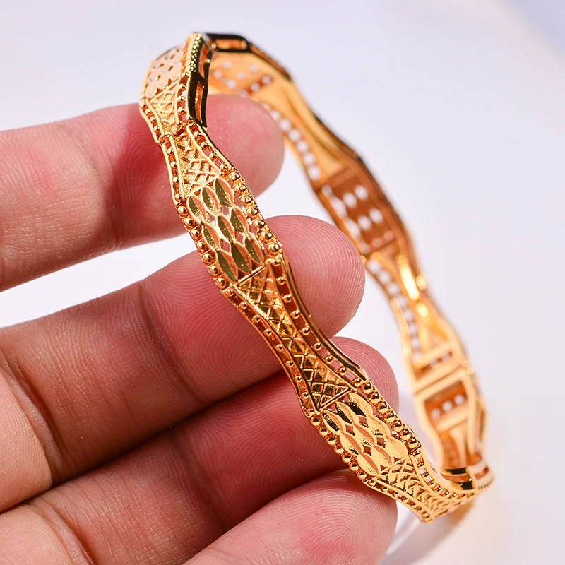 

Gold Color Bangle for Women Dubai Bride Wedding Ethiopian Bracelet African Bangle Jewelry Charm Bracelet Party Gifts