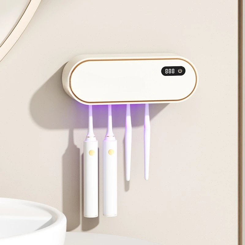 Wall-mounted smart toothbrush holder sterilizer with mAh rechargeable