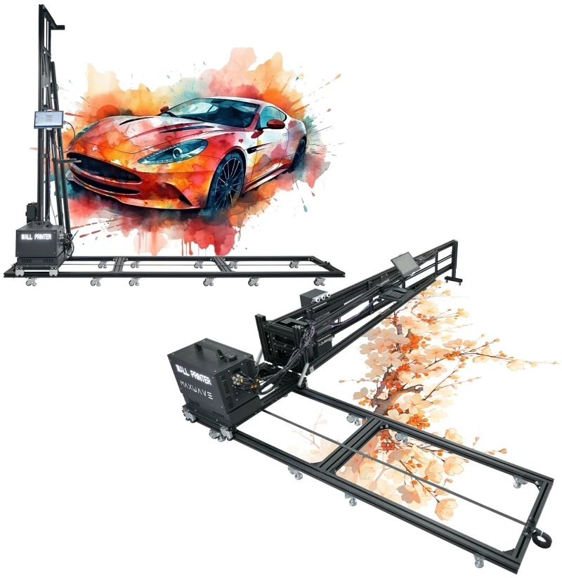 Chinese Wallpen 3D 5D Wall Printer Machine CMYK+W UV Vertical Wall Printing Machine Highly resolution Double DX10/DX7 heads