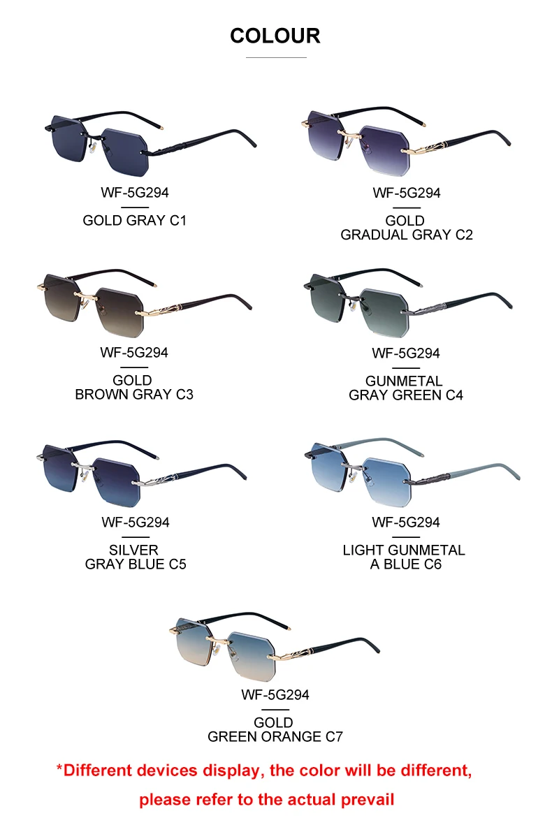 Quadratische randlose Punk-Sonnenbrille für Herren 2026 – Luxusmarke, trendige UV400-Fahrerbrille, polygonale rahmenlose Sonnenbrille für Männer – Detail 12
