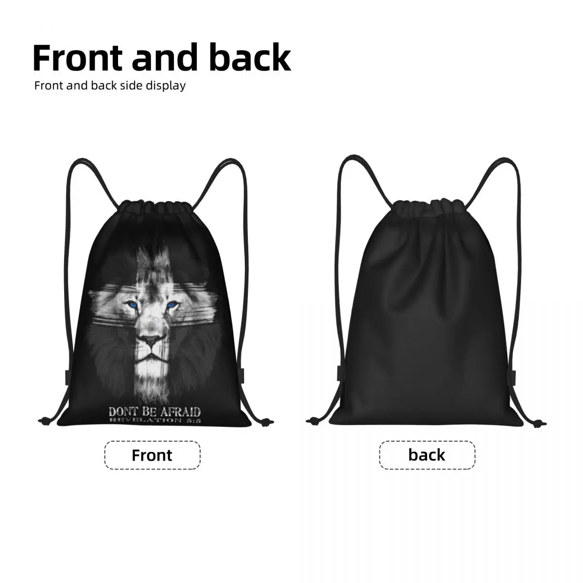 Custom Cool Lion Of Judah Jesus Cross Drawstring Bag Women Men Lightweight Christian Faith Sports Gym Storage Backpack