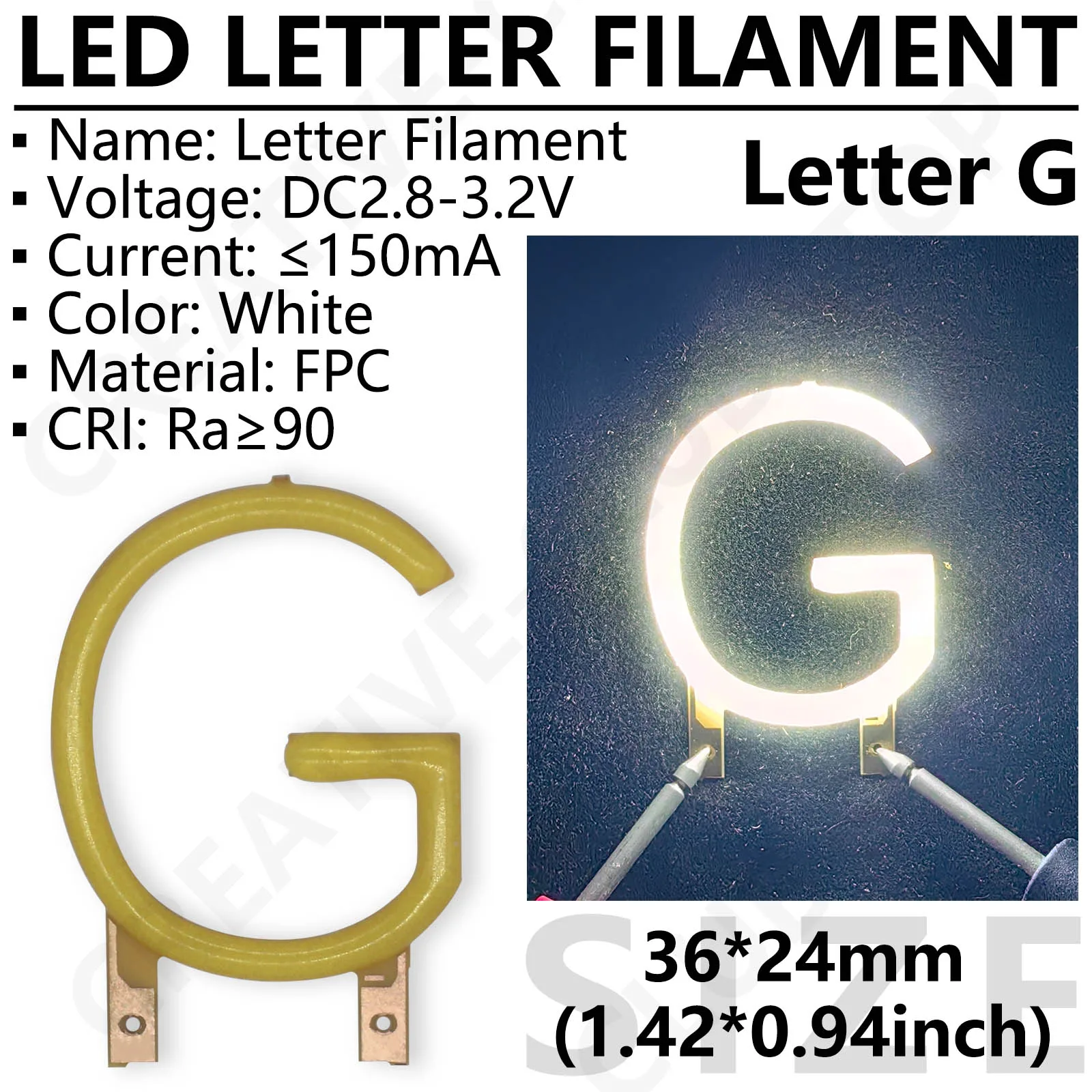 대문자 LED 필라멘트 화이트 DC3V 휴일 야간 조명, 크리스마스 홈 장식, 할로윈 조명, 생일 이름 장식