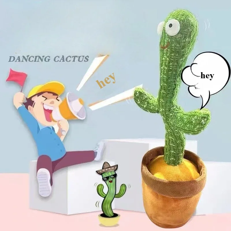 かわいいぬいぐるみサボテンのおもちゃリピートトーキング歌う赤ちゃん知育玩具USB充電式バッテリー音楽ダンススピーチミミックおもちゃ
